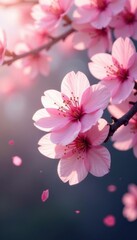 Obraz premium Yama Sakura Blooms Soft Pink Petals Fall Gentle , flower, beauty