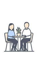 Illustration Of Pixelated Couple Sitting At Table In Cafe Vector Art