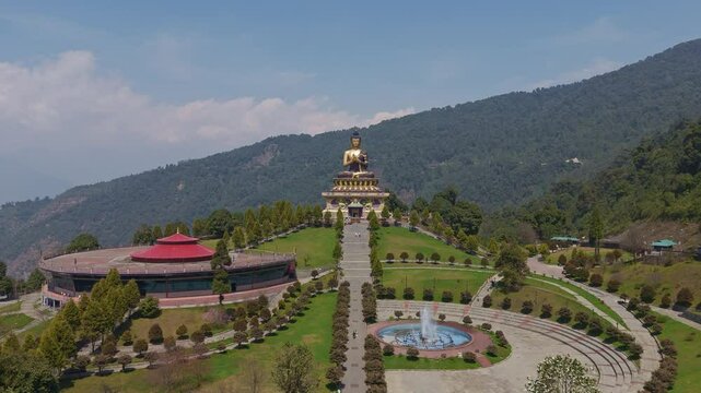 Rabong or Ravangla is a small town with an elevation of 8000 feet located, near Namchi City in the Namchi district of the Indian state of Sikkim. Namchi, Pelling and Gangtok. 4k Drone view.	