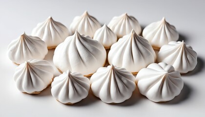 Delicate White Meringues on White Background
