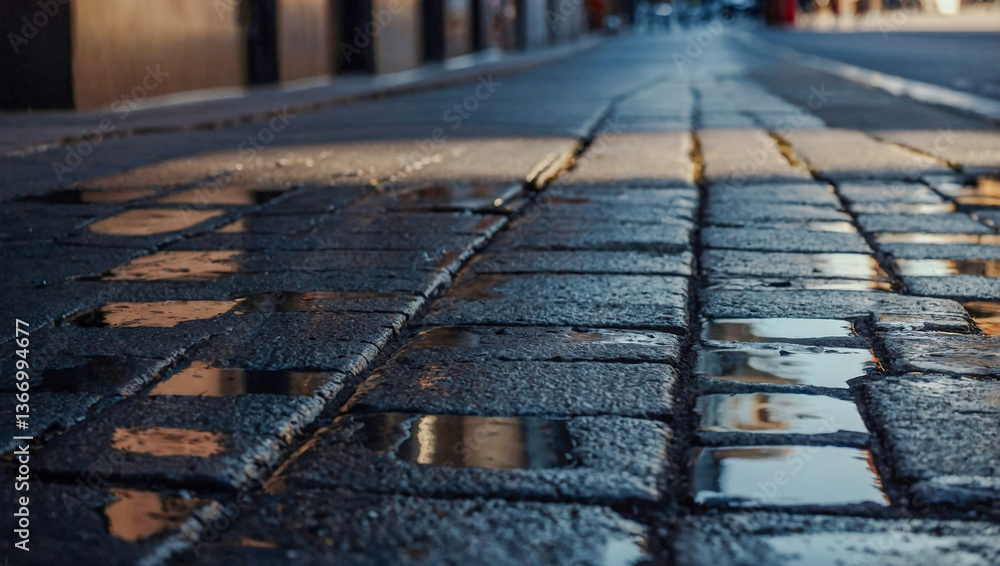Aufkleber empty abstract background with reflections on the pavement