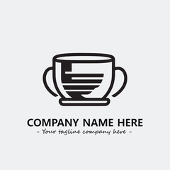 Cup illustration black and white for logo company vector image
