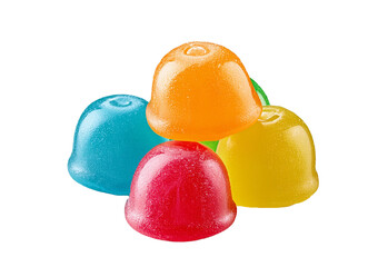 Colorful jelly candies isolated on transparent or white background