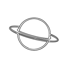 Vector Black Outline Icon Saturn Planet