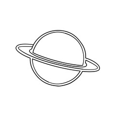 Vector Black Outline Icon Saturn Planet