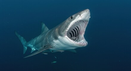 Fototapeta premium Great White Shark Open Mouth Underwater Wildlife Photo