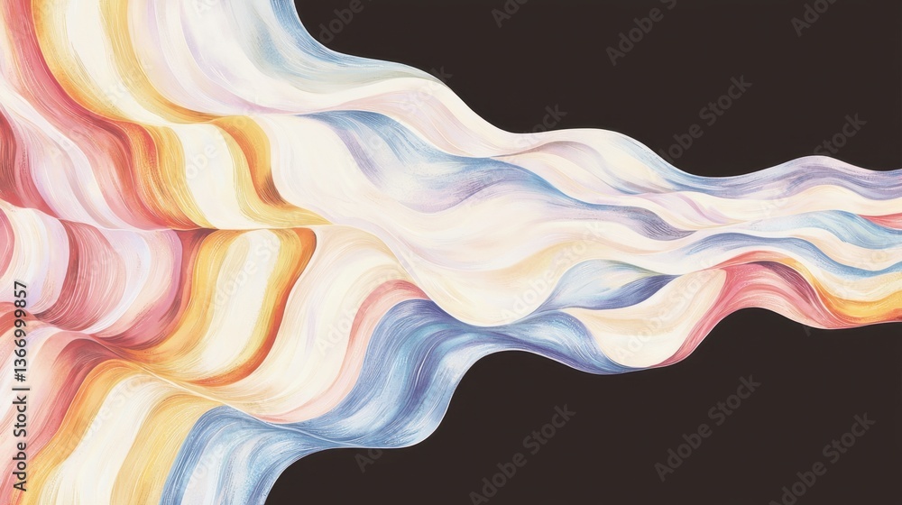 Poster abstract flow of colorful waves on dark background for art use