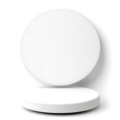 Abstract 3D podium with floating geometric shapes