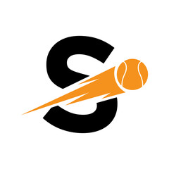 Initial Letter S Tennis Ball Logo Design With Speed Symbol. Tennis Ball Logo For Academy and Club Sign