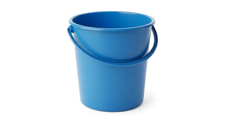 Isolated Blue Plastic Bucket on White Background for Cleaning or Storage