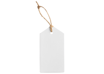 White craft paper tag isolated on transparent or white background