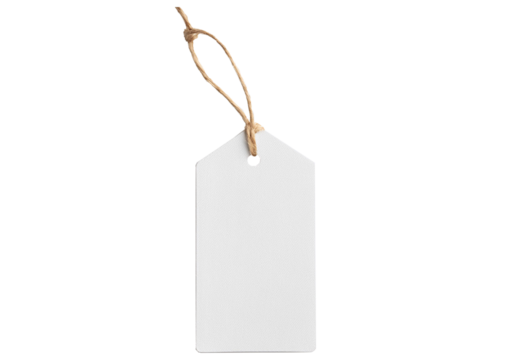White craft paper tag isolated on transparent or white background