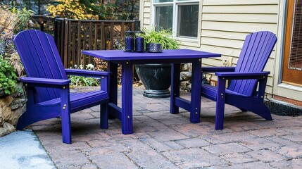 Vibrant Purple Wooden Patio Dining Set with Chairs for Outdoor Entertaining