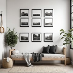 Minimalist Living Room Interior with Daybed and Gallery Wall