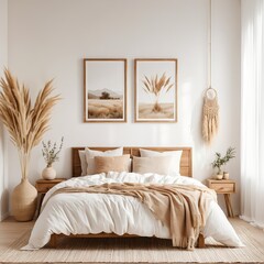 Bohemian Bedroom Interior Design - Neutral Tones and Natural Textures