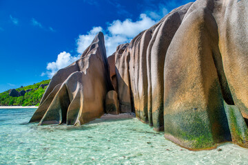 Amazing landscape of La Digue Island in the Seychelles Archipelago