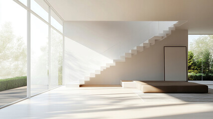 Obraz premium contemporary house with open spaces and floor to ceiling windows