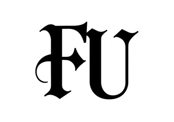 Black and White Typography Displaying the Letters Fu in Vintage Font