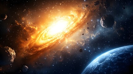 Celestial swirls storms of a colossal gas giant in cosmic landscape