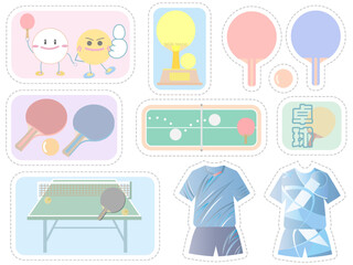 卓球■卓球素材のイラストセット■卓球の素材風メッセージカードセット