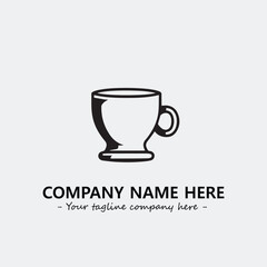 Cup illustration black and white for logo company vector image
