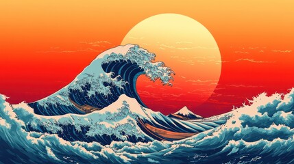 Great Wave off Kanagawa: A Sunset Masterpiece
