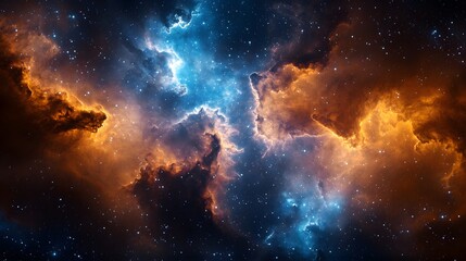 Fototapeta premium Cosmic landscape astrophotography of brilliant gas clouds and celestial rift