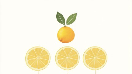 Fresh lemon slices, healthy snack, bright background, food still life, stock image