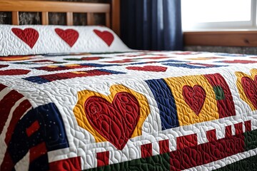 Colorful Quilt on a Bed