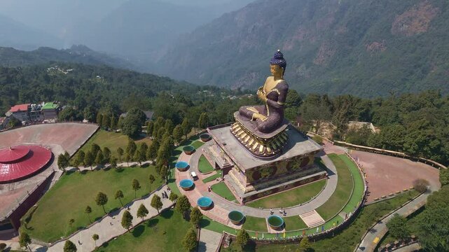Rabong or Ravangla is a small town with an elevation of 8000 feet located, near Namchi City in the Namchi district of the Indian state of Sikkim. Namchi, Pelling and Gangtok. 4k Drone view.	