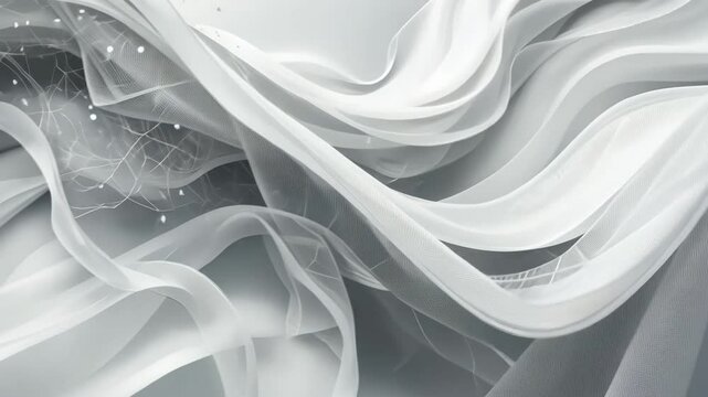 Elegant Abstract Flowing White and Gray Ribbons Minimalist Monochromatic Design