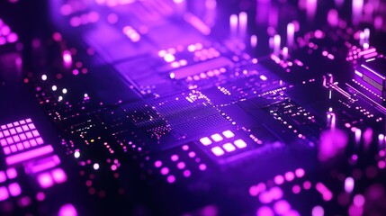Obraz premium Abstract Circuit Board, Purple Glow, Tech