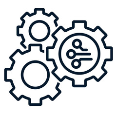 Concept of digital technologies in production. Vector linear icon isolated on white background.