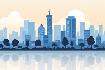 Flat Vector Illustration in Blue Tones