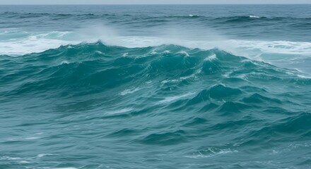 Powerful turquoise ocean waves crashing dynamically, ideal for marine, surfing, or coastal lifestyle content.