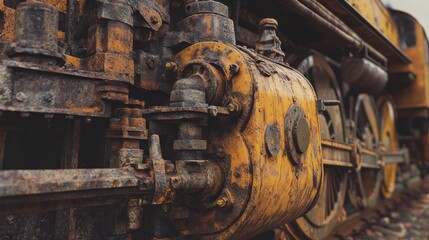 Rusty antique locomotive engine detail