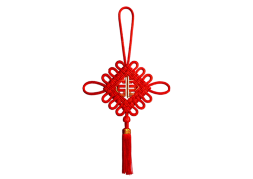 Traditional chinese new year decoration knots or Chinese knot with oriental ancient style. isolated on transparent or white background