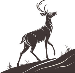 Wild mammal deer silhouette vector illustration features isolated antlers