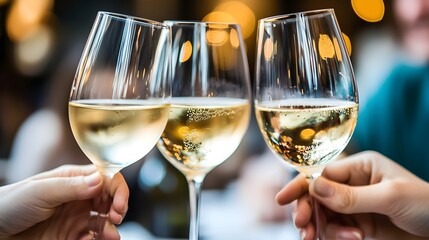 Cozy Friends Celebrating Over Elegant Dinner Table with Wine Glasses