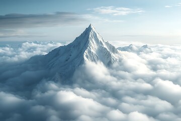 A mountain peak emerging from a sea of clouds, representing the pinnacle of deep thought and enlightenment