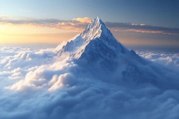 A mountain peak emerging from a sea of clouds, representing the pinnacle of deep thought and enlightenment