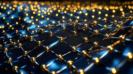 Obraz premium Abstract Glowing Microscopic Nanotechnology Background with Molecular Structures