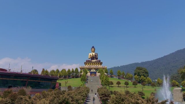 Rabong or Ravangla is a small town with an elevation of 8000 feet located, near Namchi City in the Namchi district of the Indian state of Sikkim. Namchi, Pelling and Gangtok. 4k Drone view.	