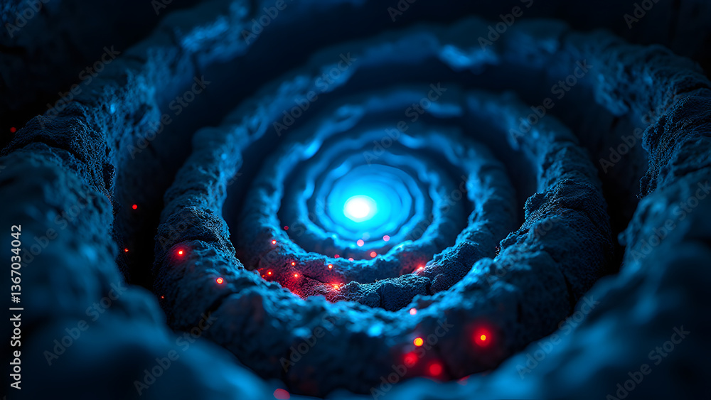 Poster a mesmerizing spiral of layered cyber defenses reveals how outer protections weaken while core syste