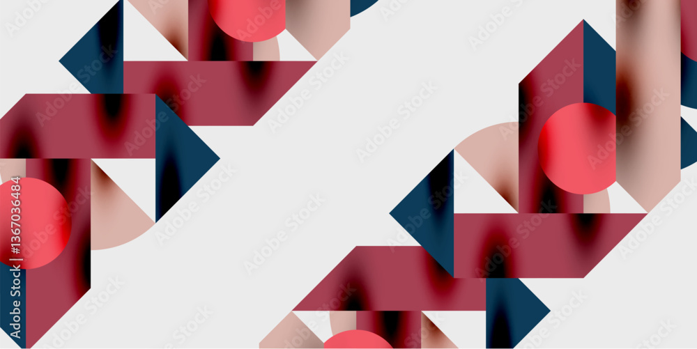 Aufkleber Detailed composition of circles, semicircles, and triangles with glossy effects and smooth gradients. A sleek and modern vector design for creative and tech-inspired projects