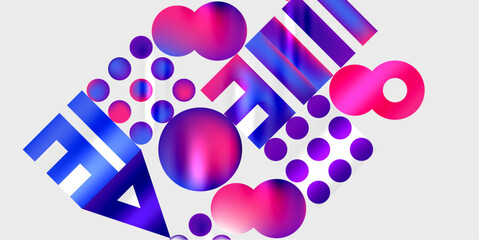 Simple shapes - circles, triangles, rectangles abstract background. Vector Illustration For Wallpaper, Banner, Background, Card, Book Illustration, landing page