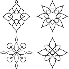 set of floral design elements