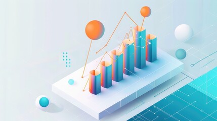 Futuristic 3D Data Visualization with Graphs and Charts