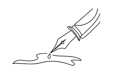 Elegant Fountain Pen Writing Ink Line Art Minimalist Design