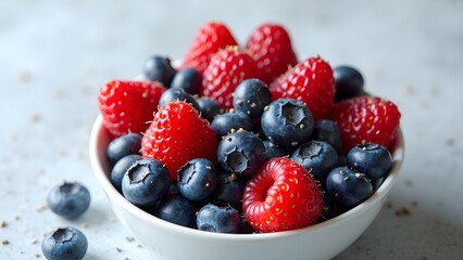 Bowl of Fresh Berries: Blueberries, Raspberries, Strawberries - Healthy Eating and Delicious Fruit